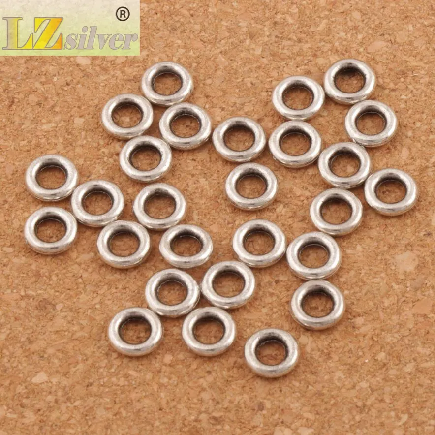 Smooth Circles Spacer Metal Alloy Beads lot Antique Silver Dangle Fit Bracelets Jewelry DIY L1484 79x79x19 mm4518297