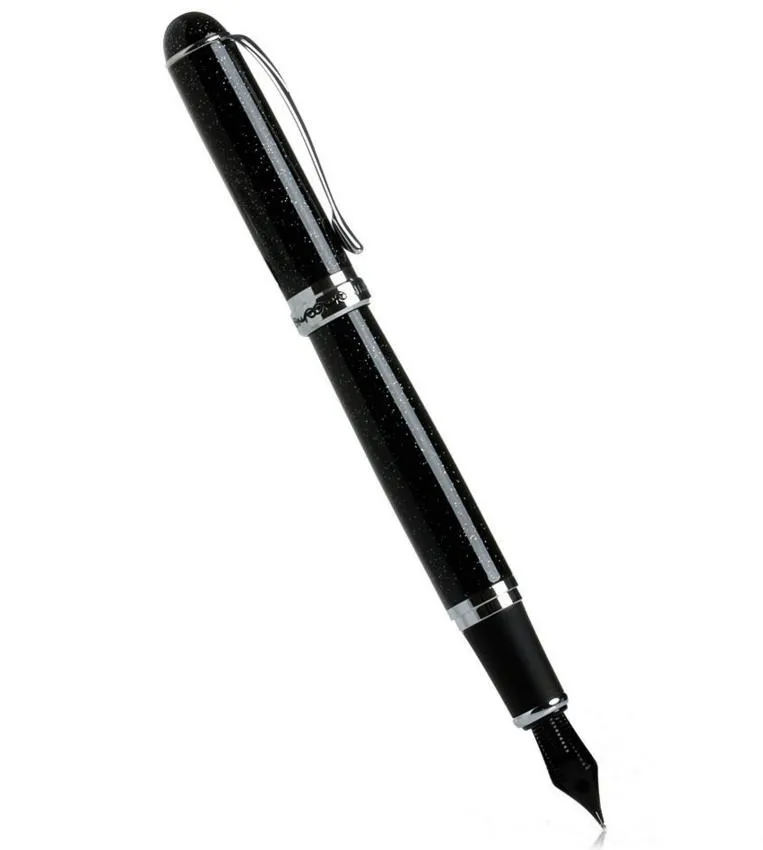 Luksusowy Jinhao Fountain Pen Black Shimmering Sands Medium Nib Znak Pióry Pisanie zapisów Party Holdiay Gift9421551