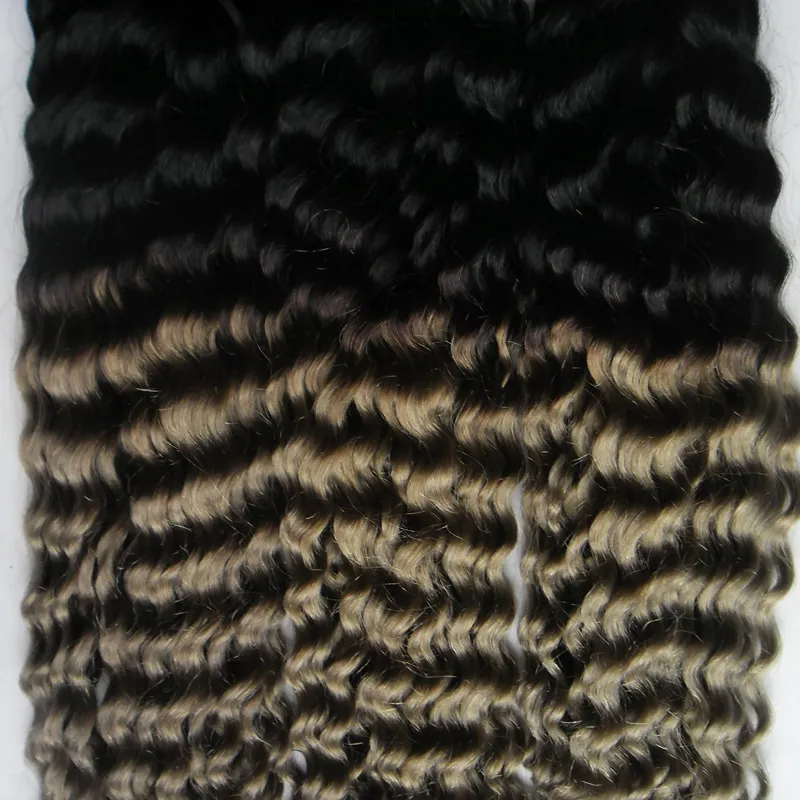 Ombre grå hår väv t1b / grå kinky curly 300g grå hår väv buntar tissage kinky lockigt brasilianskt lockigt jungfru hår