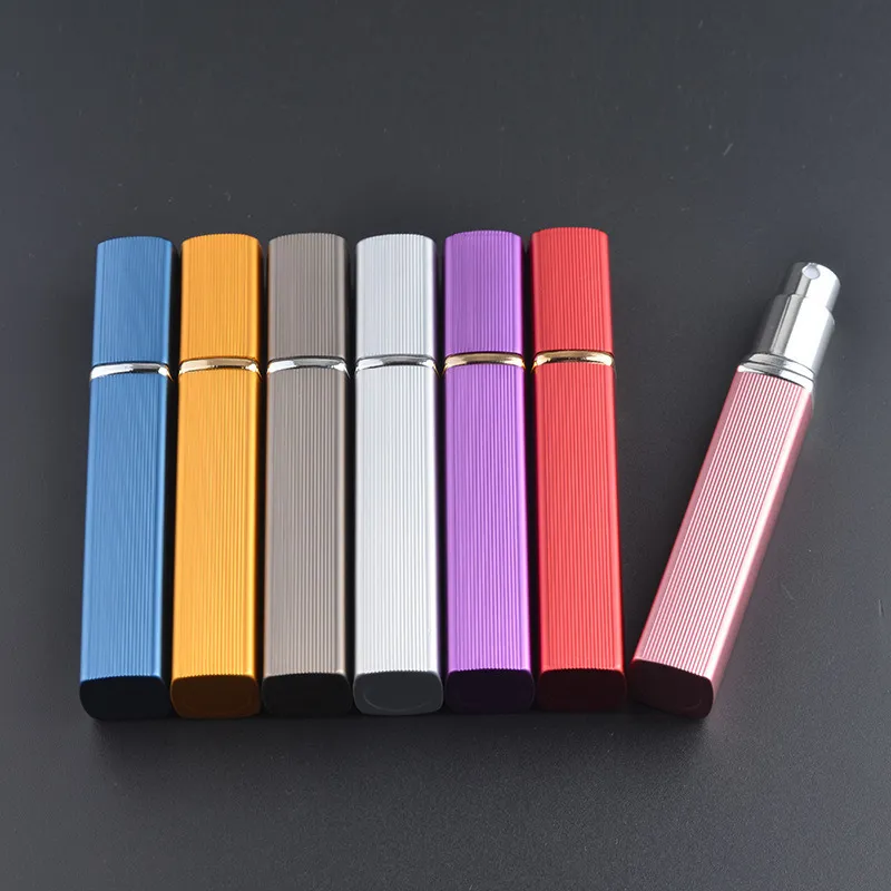 12ml Aluminiowe butelki rozpylacze Perfumy Atomizer Kosmetyczne Pojemniki Atomizer Travel Refillable Mini Atomiser Spray Kolorowe F2017123