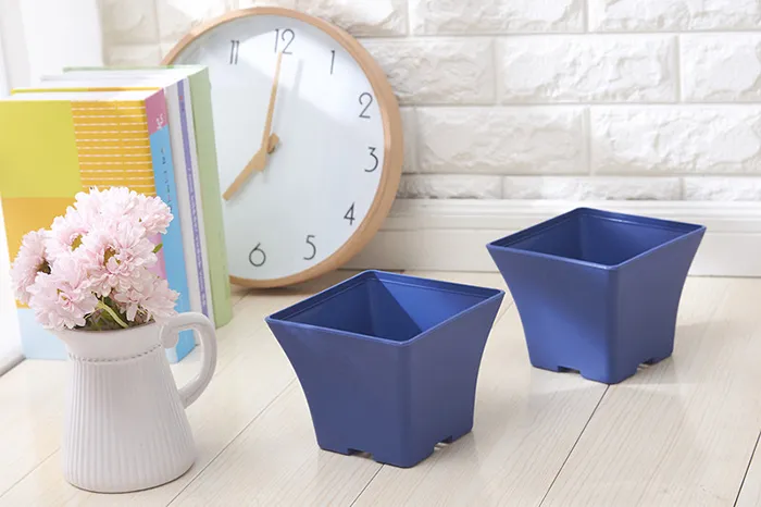 Groothandel 50 stks MOQ Blue Charming Spanje Basin Square Flower Pot Bonsai Nursery Planter Lithops Grow Potten voor Thuis Tafel Tafel Dercoration