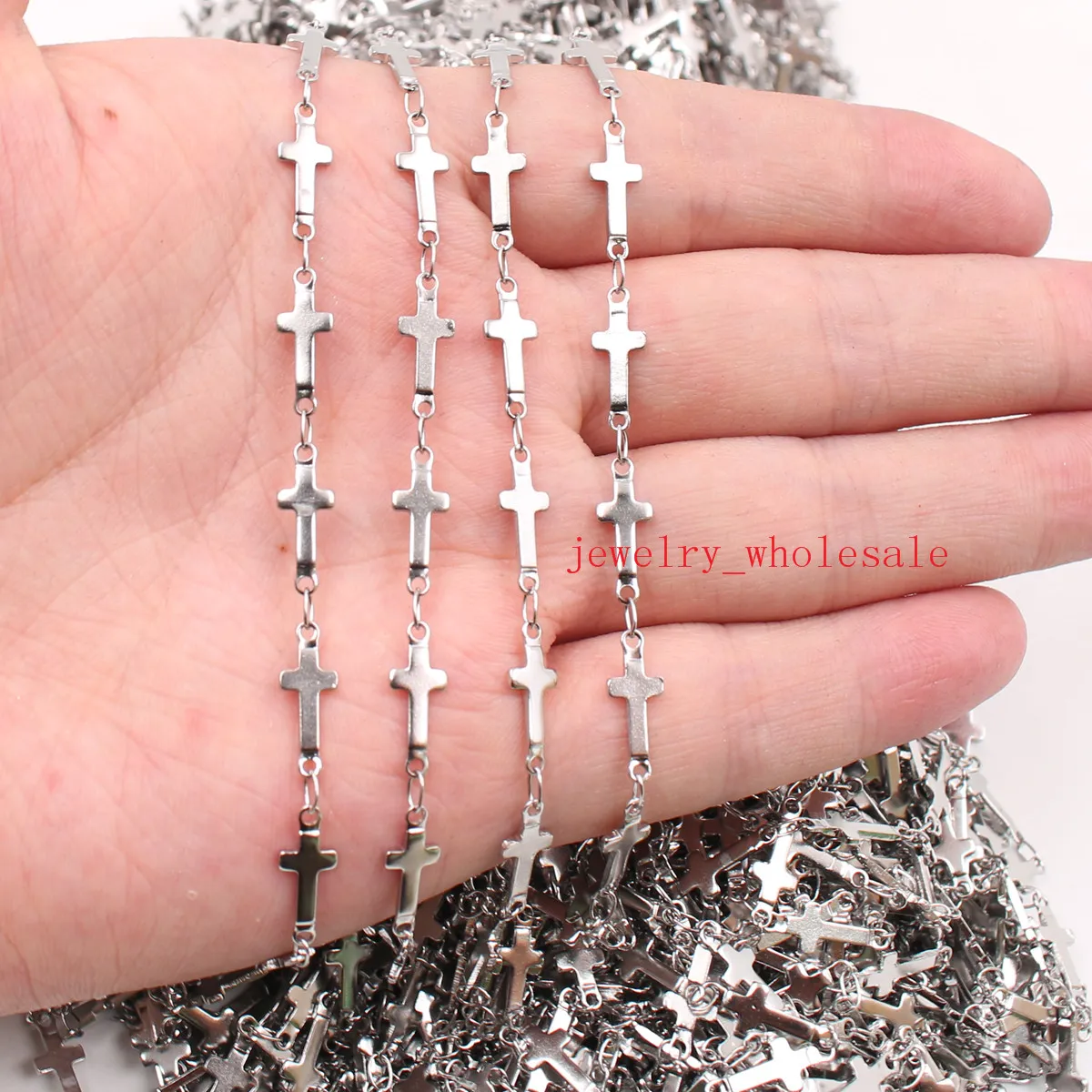 NEU im Angebot 5 Meter/Los Großhandel Schmuck finden Kette Silber Edelstahl starke Kreuzkette Markierung Frauen Männer Mode Bling