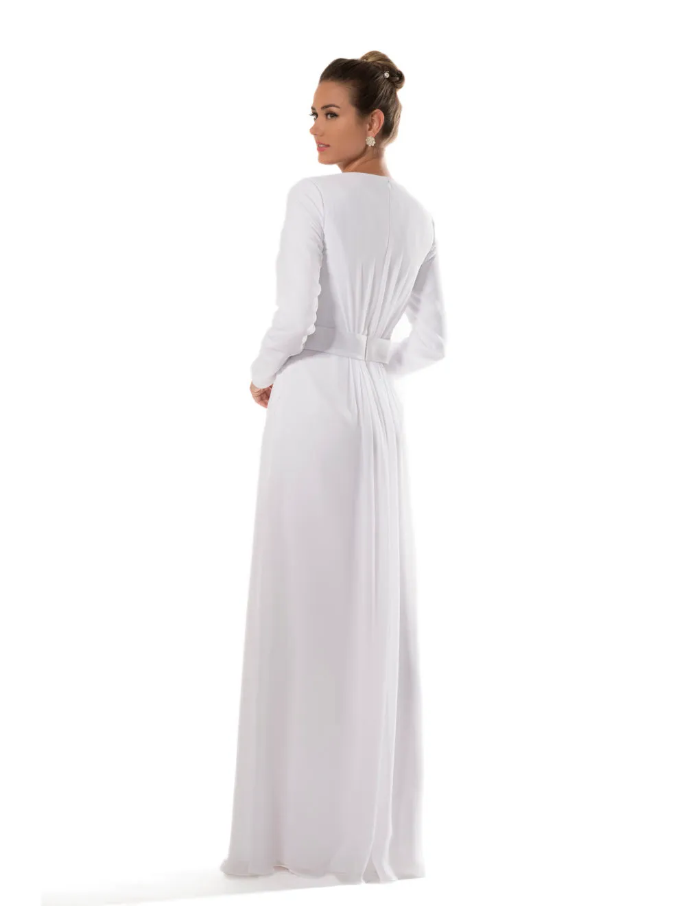 White Modest Formal Dresses Under 100 Modest Formal Dress Embellished Lace  G398 Ivory