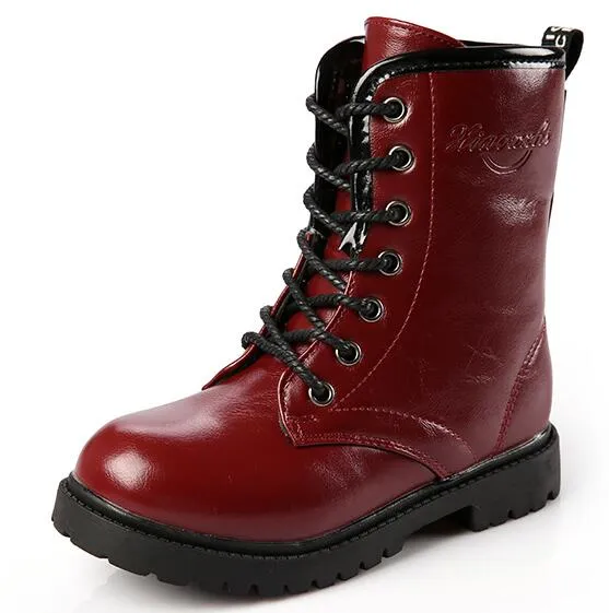 Moda Infantil Outono Botas de Inverno Meninos Meninas Botas de Neve Criança Crianças Sapatos Desgaste Quente-resistente ao Desgaste Sapatos de Couro PU