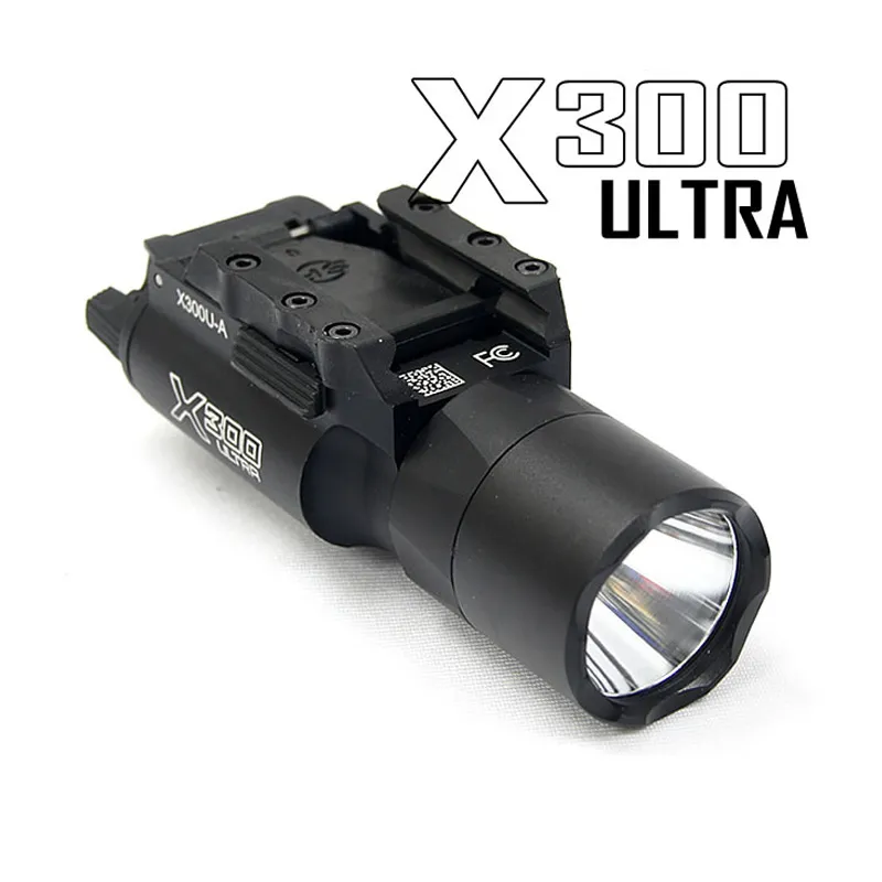 الضوء التكتيكي SF X300 Ultra LED Gun Light X300U يناسب المسدسات مع Picatinny أو القضبان العالمية لنطاق البندقية الأسود