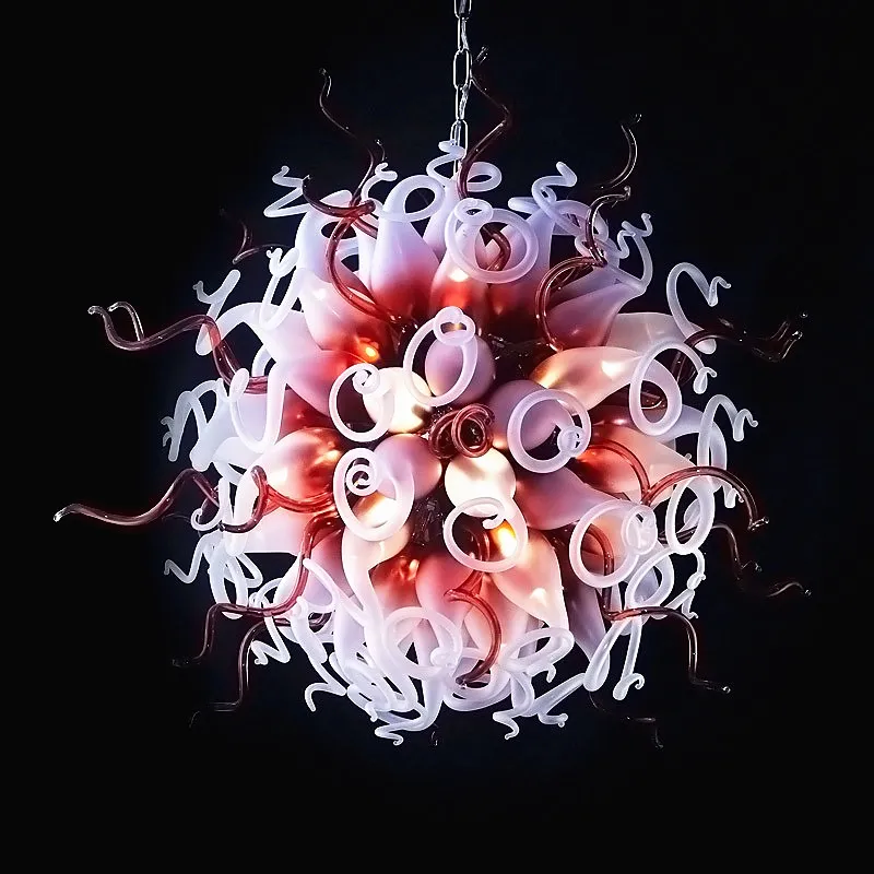 Sztuka nowoczesna Różowe lampy wisiorek Ręcznie dmuchane szklane żyrandol oświetlenie Crystal żyrandol LED Light Turkish Lampy