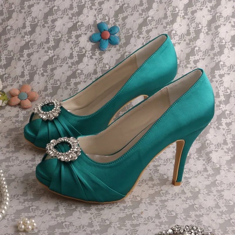 Wedopus Olive Green Peep Toe Shoes Wedding High Heels Women ...