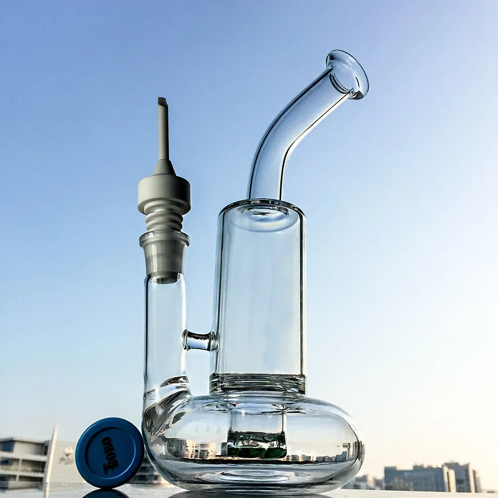 Les plus récents bangs en verre narguilés conduites d'eau 18,8 tubes à col coudé à joint femelle huile Dab Rigs Tornado Perc avec capuchon en céramique pour ongles sans dôme WP146