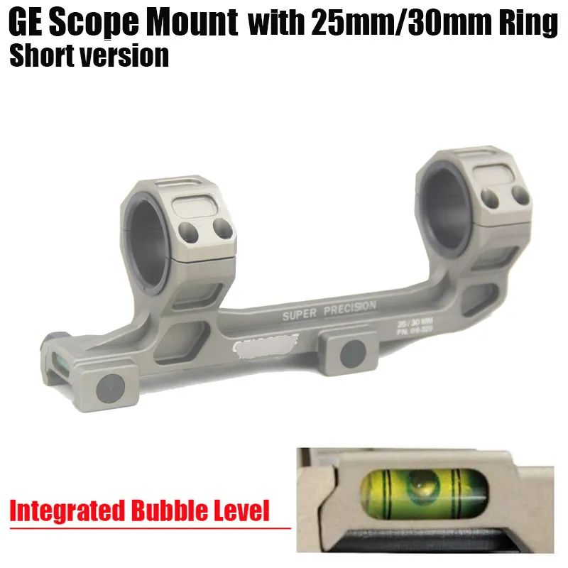 GE Hunting Rifle Scope Mount 25mm/30mm Rings AR15 M4 M16 with Integrated Bubble Level Fit Weaver Picatinny Rail Short Version Dark Earth