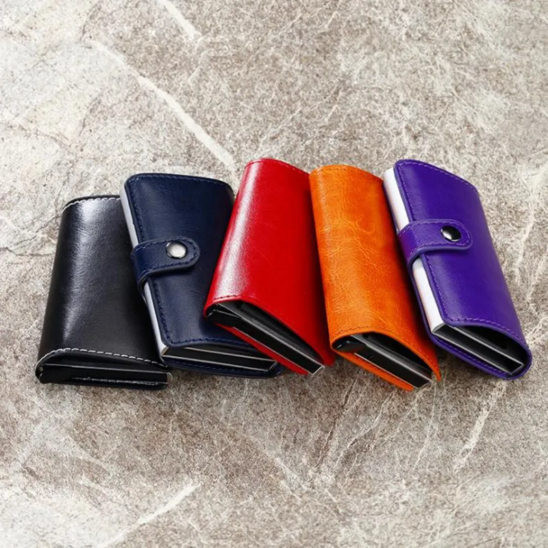 Mini Wallet with Automatic Slide Card Holder Credit Card Case Organizer Card Storage Bag Protector Men Wallets