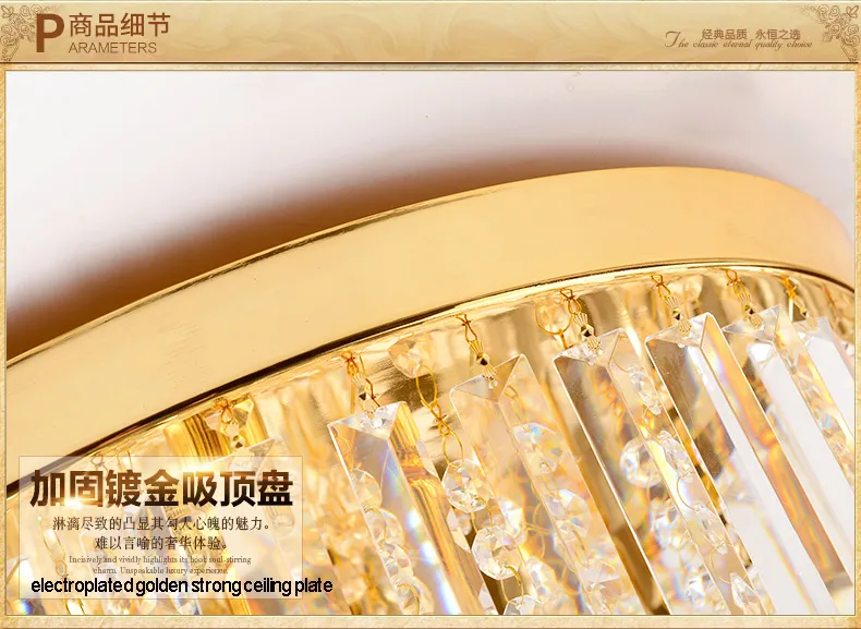 Candelabros de cristal modernos LED Lámparas de techo Lámparas colgantes de cristal dorado Accesorio Iluminación de araña interior para el hogar AC 110V 220V D50cm H26cm