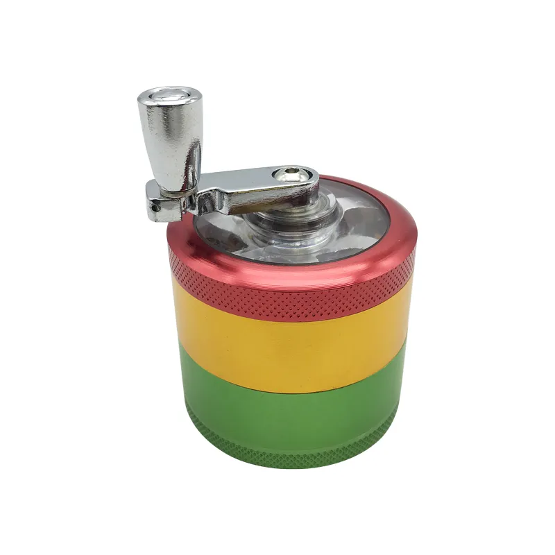 50mm 4 layers Colorful Metal Aluminum Alloy Attractive Grinder Herbal smoking tobacco hookah pipe Mills muller Hand crank