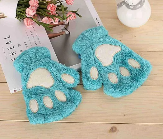 Halloween Christmas stage perform prop Cosplay cat bear Paw Claw Glove party favors Winter Cute High quality woman cartoon cat gloves