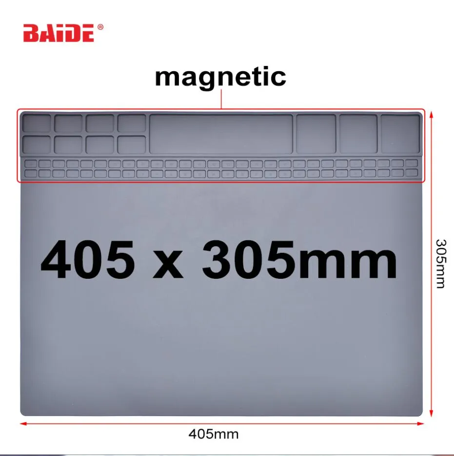 Recién llegado, gris, 305mm x 405mm, alfombrilla antiestática para reparación, herramienta avanzada de bricolaje, alfombrilla ESD, cinta de banco de soldadura, almohadilla de soldadura de silicona, 10 unids/lote