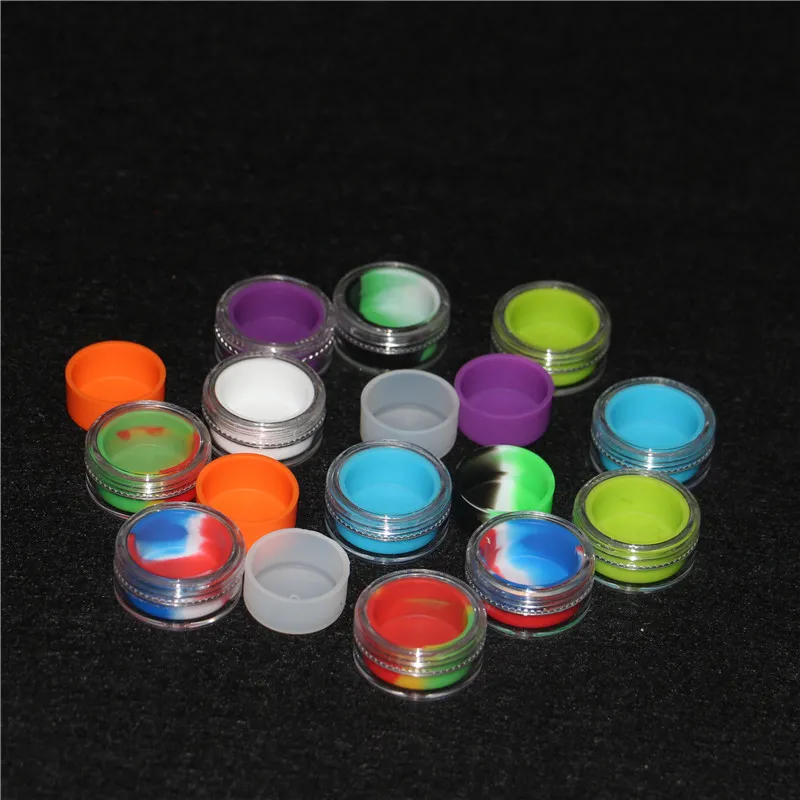 100pcs Acrylic silicon container 5ml wax concentrate make up silicone containers box food grade ABS makeup case dab dabber jars tool storage