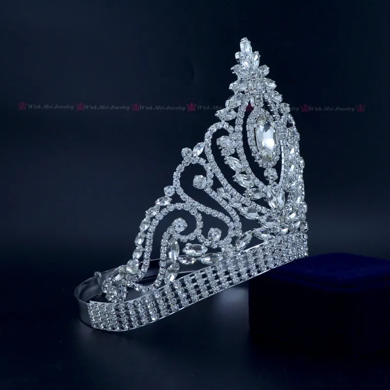 Pageant Crowns Rhinestone Crystal Silver Miss Beauty Queen Bridal Wedding Tiaras Princess Headress Fashion Hair Jewelry MO22249V