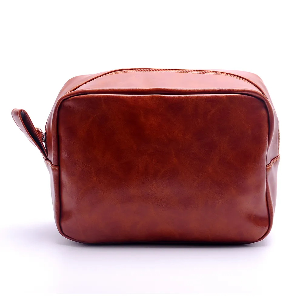 PU Faux Leather Groom Bags Men's Shaving Travel Toiltery Case Father's Day Makeup Bag DOM137