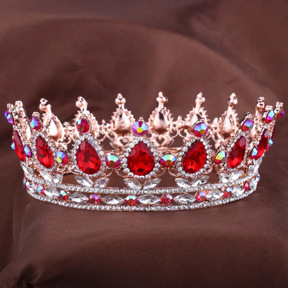 Vintage Barokowe Wzory Królewskie Królowa Królowa Królowa Korona Rhinestone Tiara Głowa Biżuteria Quinceanera Crown Wedding Bride Tiaras Crowns Korant