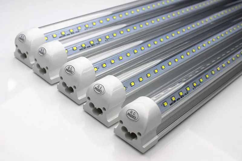 En forma de V 2 pies 4 pies 5 pies 6 pies 8 pies Puerta del refrigerador Bombillas de tubo de luz LED T8 Luces de tienda integradas SMD2835 tubos LED de doble fila 100-305 V