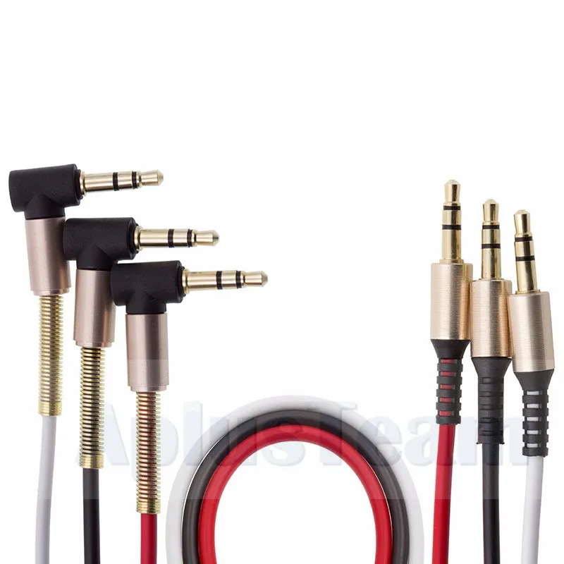 1 M 3.5mm Elastyczne Aux Audio Cable Jack Pozłacane 90 Stopni Prawo Kąt przewód stereo dla iPhone Car Słuchawki Słuchawki PC