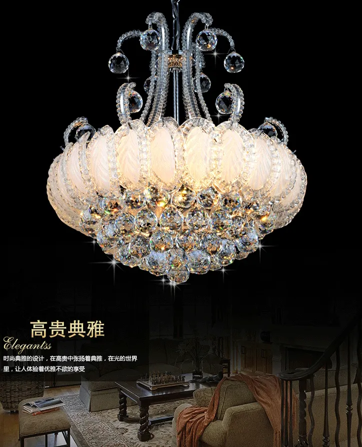 Silver Gold Crystal Chandelier Lighting Fixture Modern Chandeliers Lights Lustres Lamps American European Home Indoor Lighting AC90V-260V