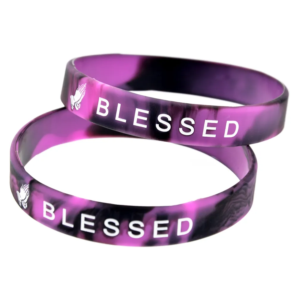 1PC Blessed Silicone Wristband Swirl Color Flexible And Strong Perfect To Use In Any Benefits Gift