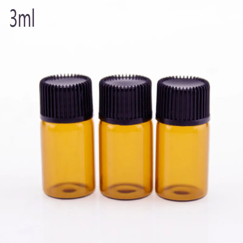 Heißer Verkauf 1 ml 2 ml 3 ml 5 ml Mini-Glasflasche für ätherische Öle mit Öffnungsreduzierstopfen, Schraubverschluss, kleine Probenfläschchen auf Lager