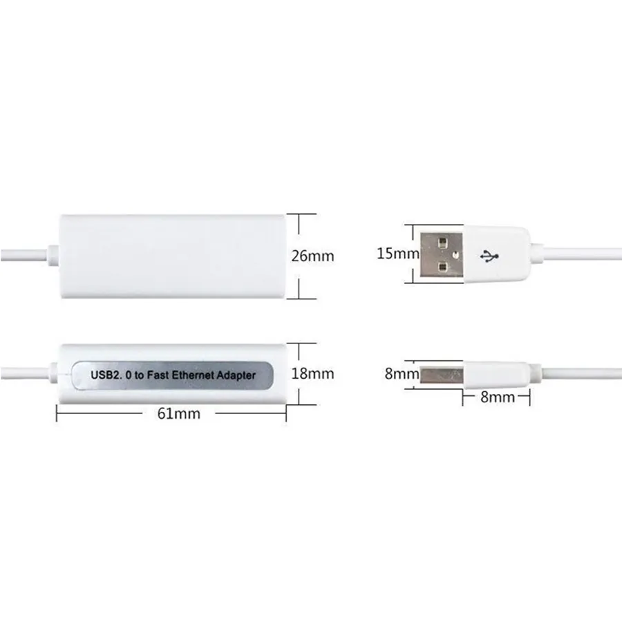 USB к RJ45 Ethernet адаптер Lan сетевой карты для Mac OS Android Tablet PC Win 7 8 10 10 / 100Mbps