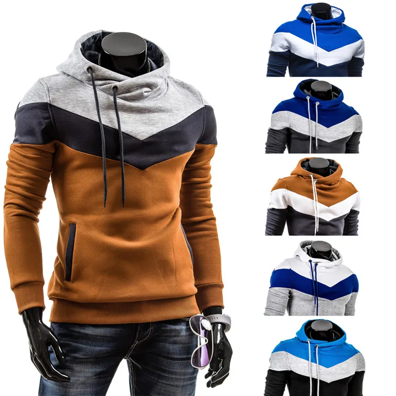 Hoodies moda homens streetwear 2016 designer Casual Hoodie camisola de manga comprida com capuz casaco slim Fit Patchwork outono pullover moletom com capuz