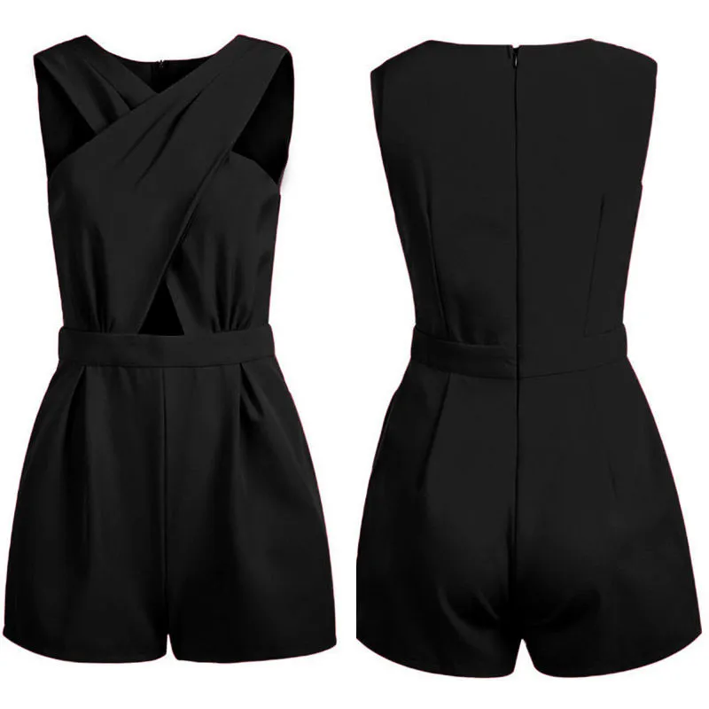 Atacado- New Sexy Womens Celeb Backless Playsuit Jumpsuit Romper Shorts Summer Beach