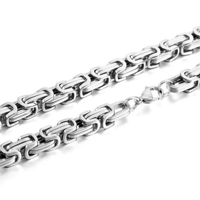 8 мм ширина высокого качества из нержавеющей стали мужчины браслет ожерелье серебряный цвет византийская коробка ювелирных изделий цепи NB889