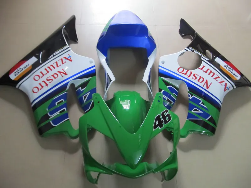 Injektionsgjuten plastmakare för Honda CBR600 F4I 01 02 03 Green Blue Fairings Set CBR600F4I 2001-2003 OT12