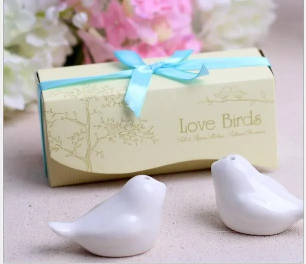 100 stks Love Birds Ceramic Wedding Geschenken voor gasten Liefde Vogels Zout en Pepper Shaker Shakers Gratis Shippin