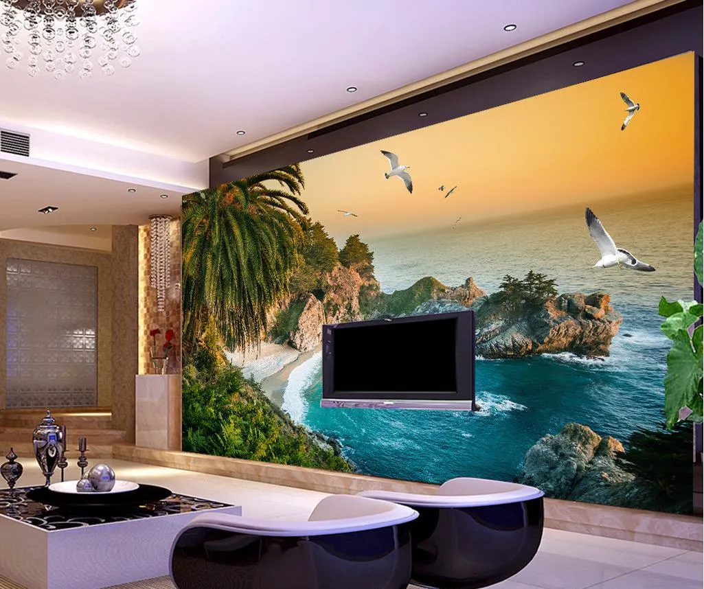 Foto Personalizza dimensioni Fantastica bellezza bellissima vista mare scenario scenario TV decorazione pareti pittura