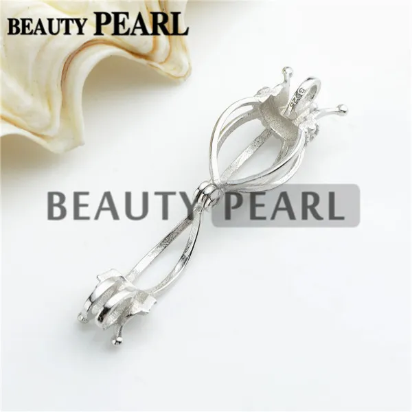 Crown Medaillon Love Wish Pearl Gifts Fine Sterling 925 Silver Cage Hanger Charm Mountingen 5 stuks