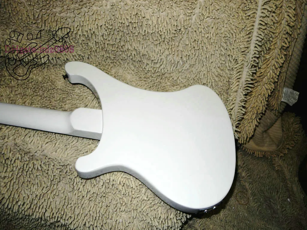 Custom White 4003 Bass 4 Strings Bass Gitaar Zwarte Hardware, Double Jack