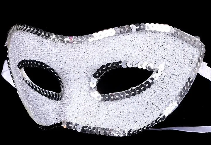Nytt mode fest boll mask män kvinnor venetiansk maskerad bröllop glitter tyg masker jul klädsel rekvisita guld silver