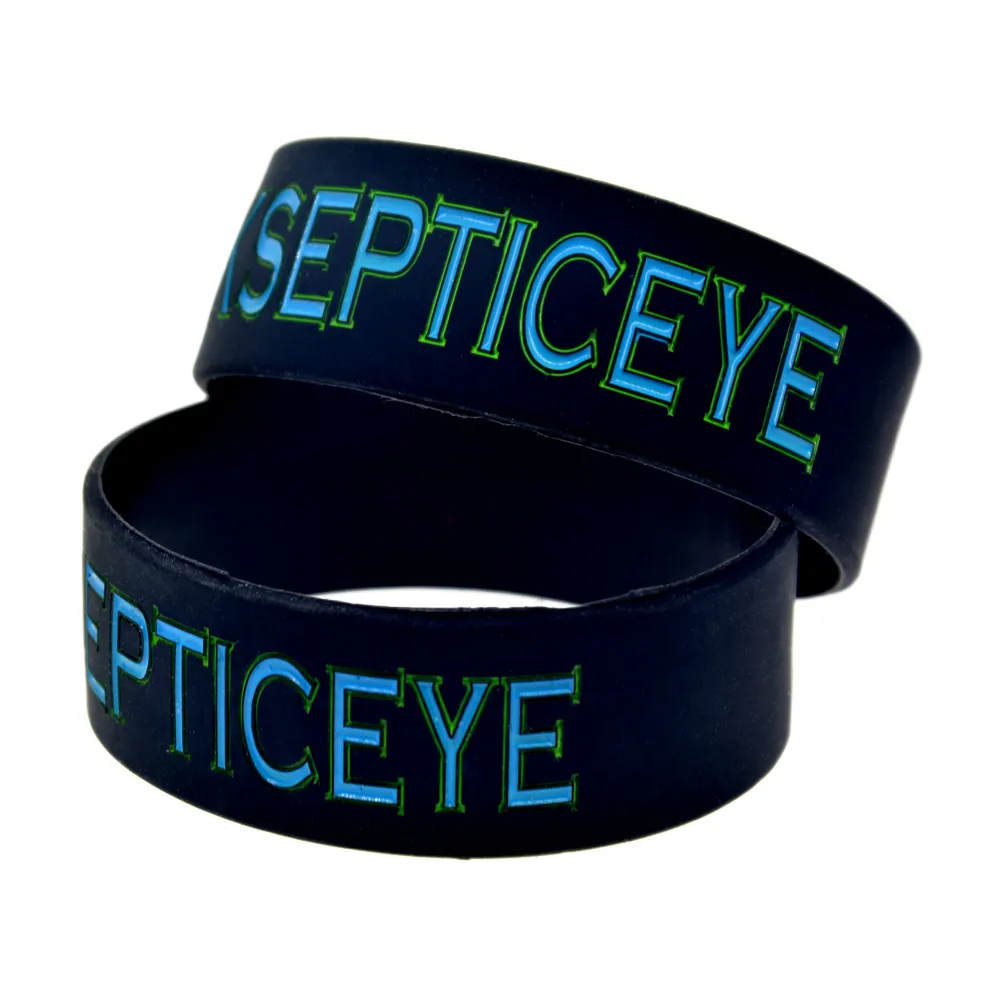 Bracciale in gomma siliconica commentatore di giochi Jacksepticeye da 50 pezzi, largo 1 pollice, nero, regalo promozionale