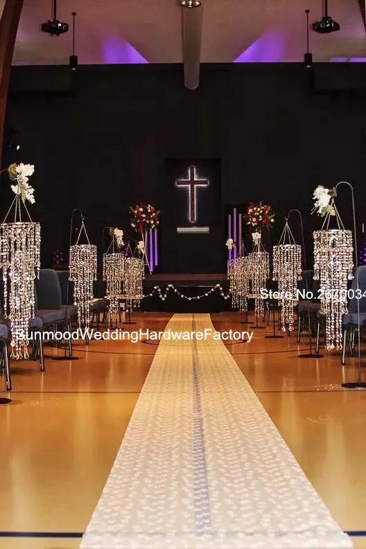 Gebruik om alleen te hangen) Decoratieve iriserende acryl kroonluchter kolom, opknoping kristal verlichte kralen kolom voor bruiloften