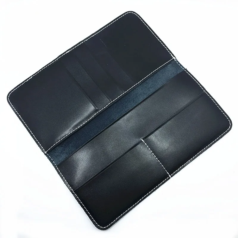 Mens Real Leather Vintage Manual Design Smooth Wallet High Quality Fold Soft leather Long Clutch Bag Phone Wallet For Mans 