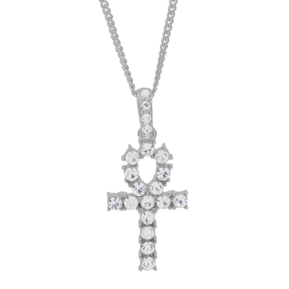 Ankh egiziano in oro argento con collana a croce set con strass in cristallo con chiave croce collane set di gioielli hip hop4021033