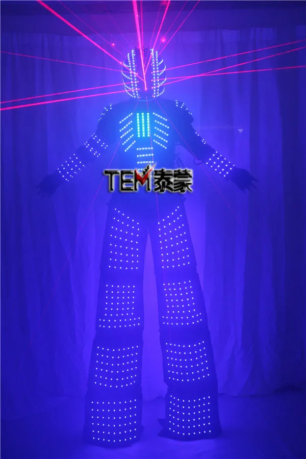 Suits Laser Robot Costume David Guetta LED Robot Suit Com Capacete Laser iluminado roupas palafitas levaram Robot Kryoman