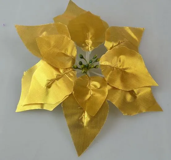 Simulering Julblomma Simulering Flannel Poinsettia Flower Golden Silver Julblomma