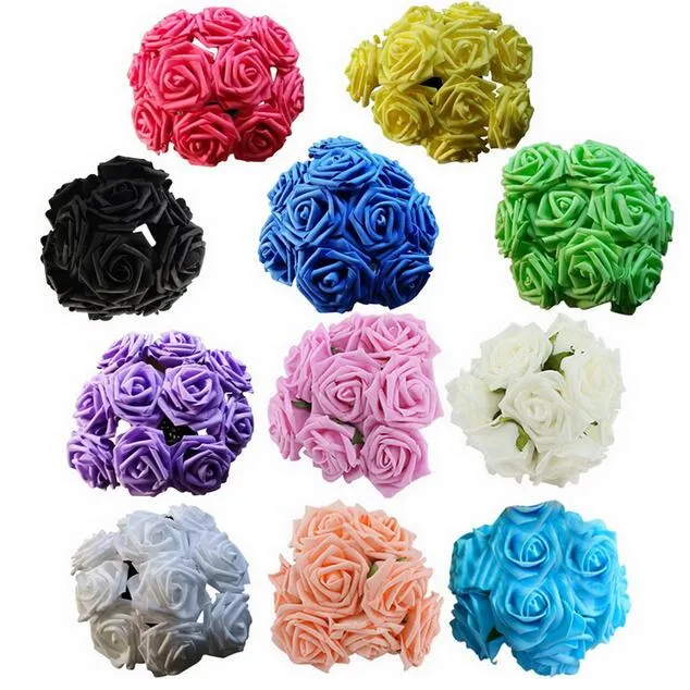 12 Renkler 7 CM Yapay Gül Çiçekler Düğün Gelin Buketi PE Köpük DIY Ev Dekorasyonu Gül Çiçekler G622