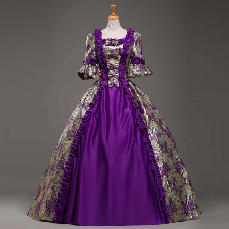 Robe victorienne sur mesure pour le palais rétro de style jacquard violet Robe de mariée Renaissance sur le sol victorien de style victorien Belle Marie Antoinette