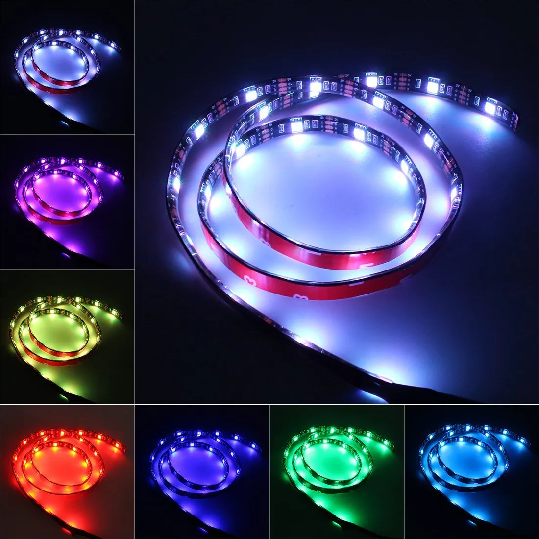 Bandes LED RVB 5050 30LED M DC 5V USB Lumière Étanche Flexible Neon Tape 1M-5M ajouter une télécommande pour le fond de la télévision