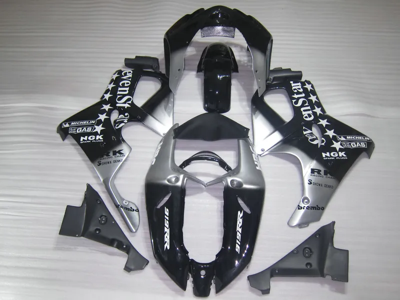 Road Racing Fairing Kit för Honda CBR919RR 98 99 Silver Black Motorcykel Fairings Set CBR 900RR 1998 1999 OT01