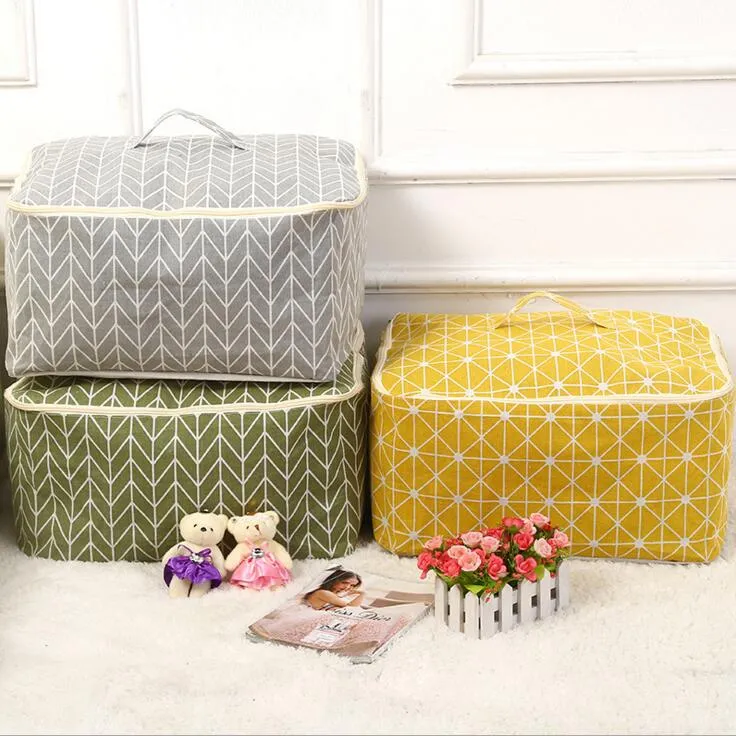 larger capacity quilt storage bag cotton linen quilt bags clothes sorting bags soft storage box blanket and duvet storage bag