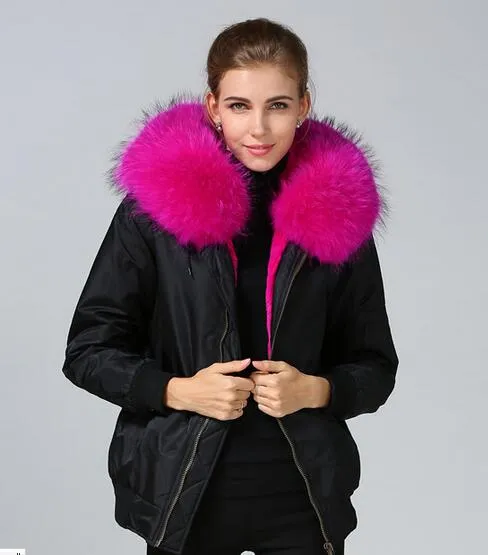 Nylon faux fur hooded parka 2025 jacket