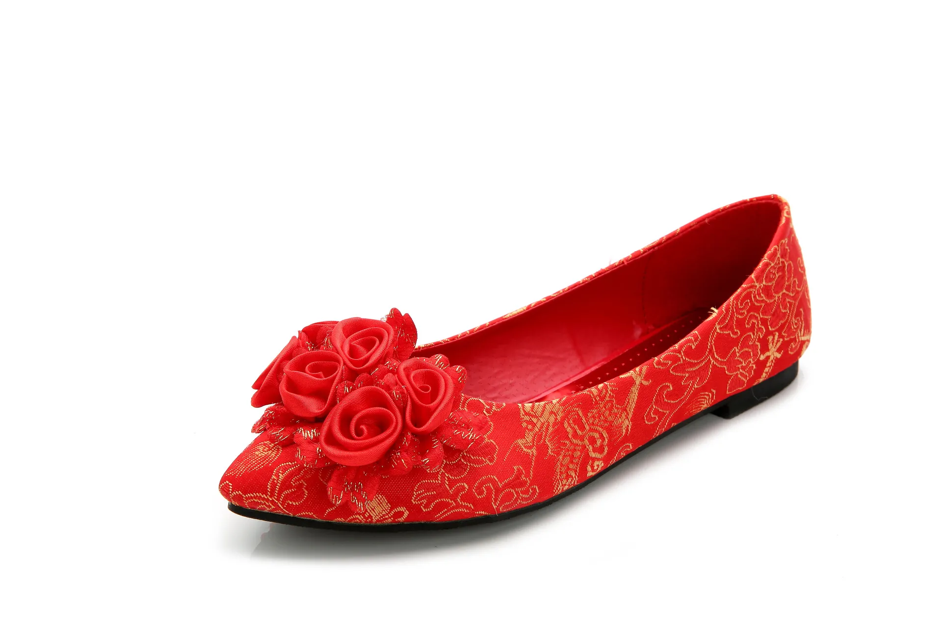 Grande taille chaussures de mariage rouge chinois talons hauts chaussures de mariée Cheongsam chaussures A02308g